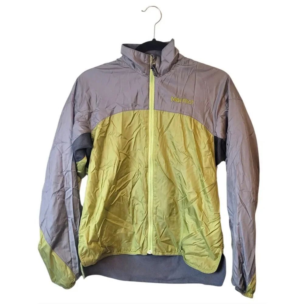 Marmot Gray and Lime Green Packable Wind Jacket Women's Size S